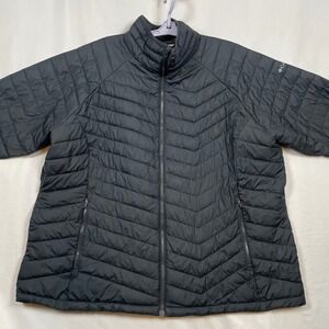 Columbia Powder Lit Puffer Jacket Lightweight Packable Full Zip Black Plus Size